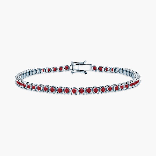 Bransoletka tenisowa Luminy 3,2mm: białe złoto, rubiny